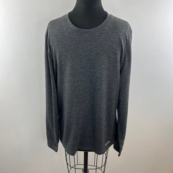 Omni Wool Mens Thermal Base Layer Top Gray Long Sleeve Crewneck Shirt Size L - Picture 3 of 11